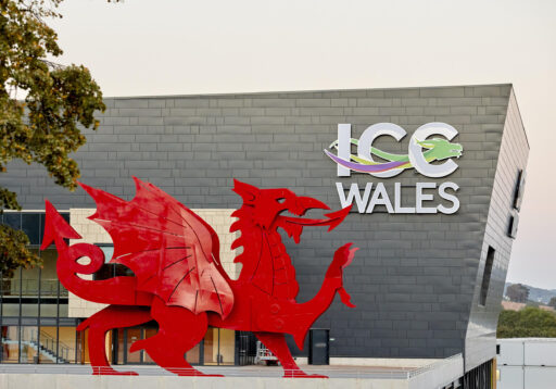 the Red Dragon statue outside of the International Convention Centre Wales