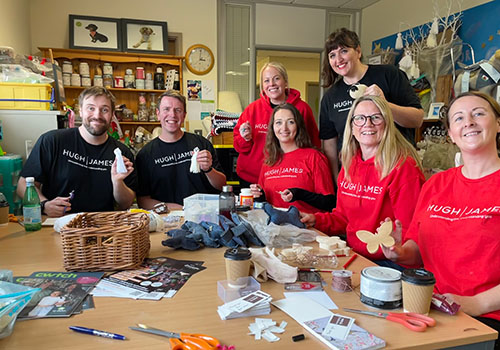 Hugh James CSR Day at Ty Hafan making Halloween crafts for the children