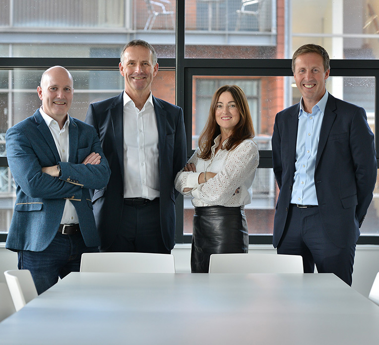 Alun Jones, Hugh Potter, Helen Dolan and Stephen Webber at the former PRD offices