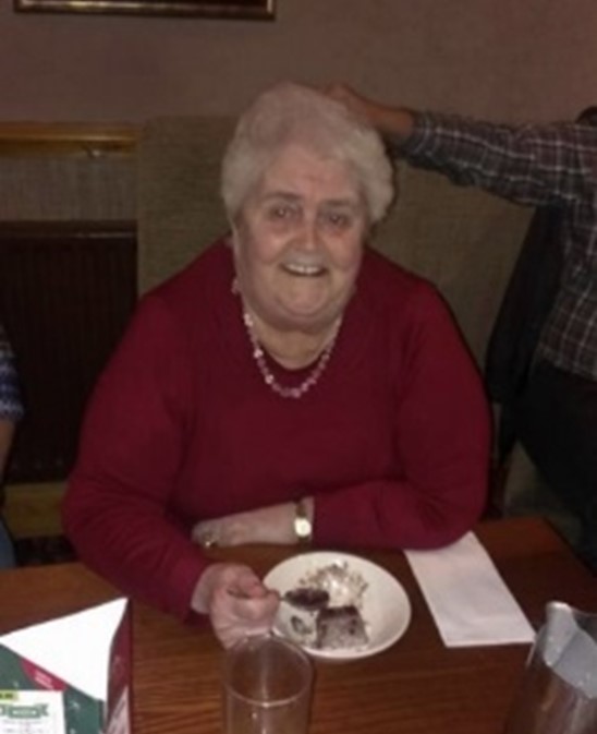 Valerie Hill enjoying a meal out with her family prior to her death in 2022