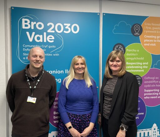 Photo with Joseph Rogers and Justine Cass beside Vale 2030