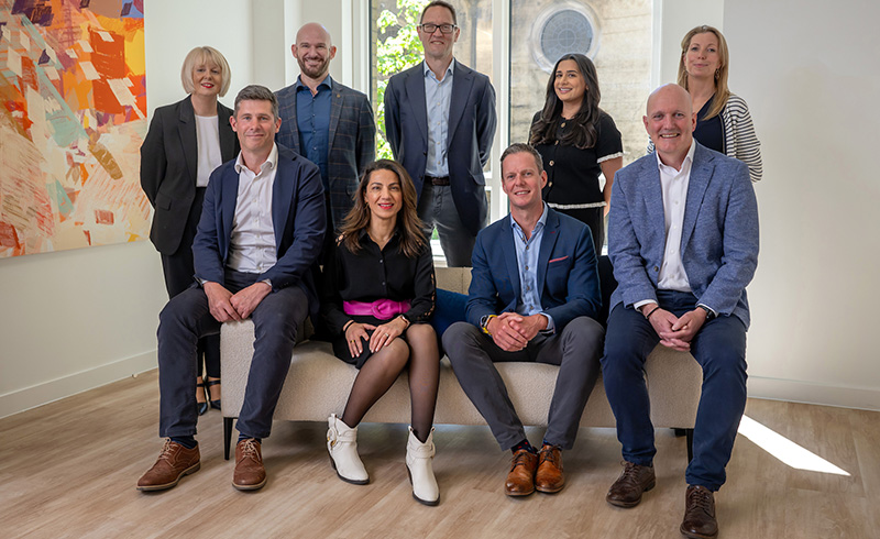 Left to Right: Chief People Officer Diane Brooks, Head of Business Division Ioan Prydderch, Senior Associate Lee Edwards, Partner Niki Avraam, Partner Russell Osman, Partner Matthew Howat, Senior Associate Nazneen Ford, Managing Partner Alun Jones, Office Manager Tara Maher.
