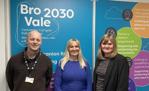 Photo with Joseph Rogers and Justine Cass beside Vale 2030